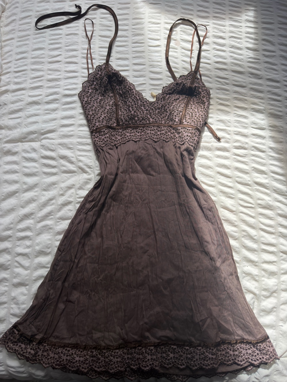 Guess Brown Maxi Dress with Lace Bodice